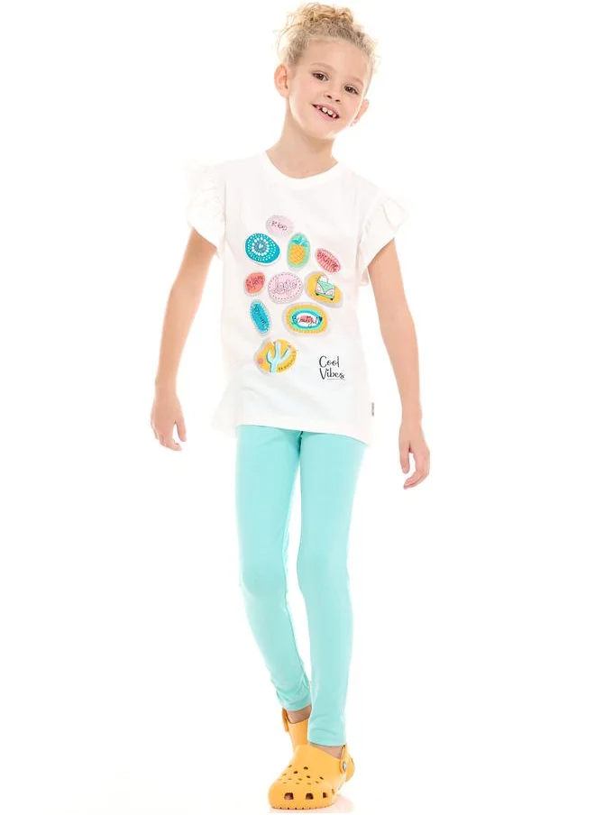 victor and jane Frill Sleeves Graphic Top & Leggings Set by Styli