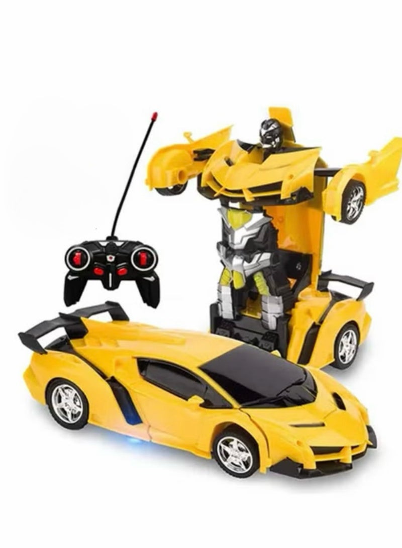 SQNCHN 2-In-1 Remote Control Car And Transformation Robot Model Kit Yellow - Image 1