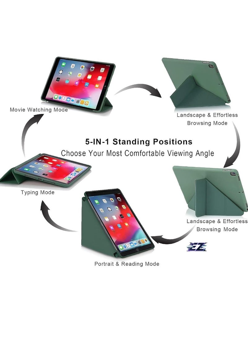 ELTRAZONE iPad 10.2 Inch Case, Compatible with iPad 9th Generation 2021, iPad 8th Generation 2020 & iPad 7th Generation 2019, 5-in-1 Multiple Viewing Angles, Auto Wake/Sleep, Soft Back Cover, Night Green - Image 2