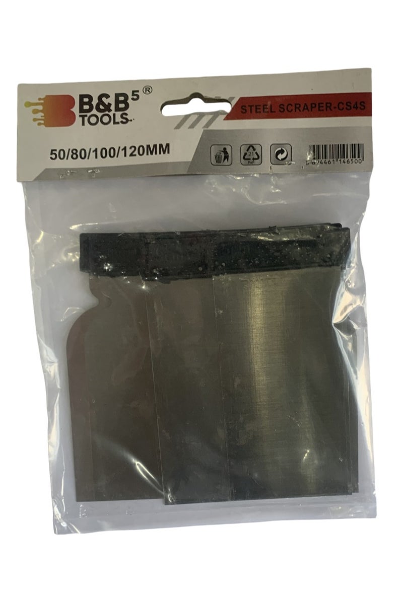 B&B Scraper - Steel - 4 Pcs - 50/80/100/120 mm