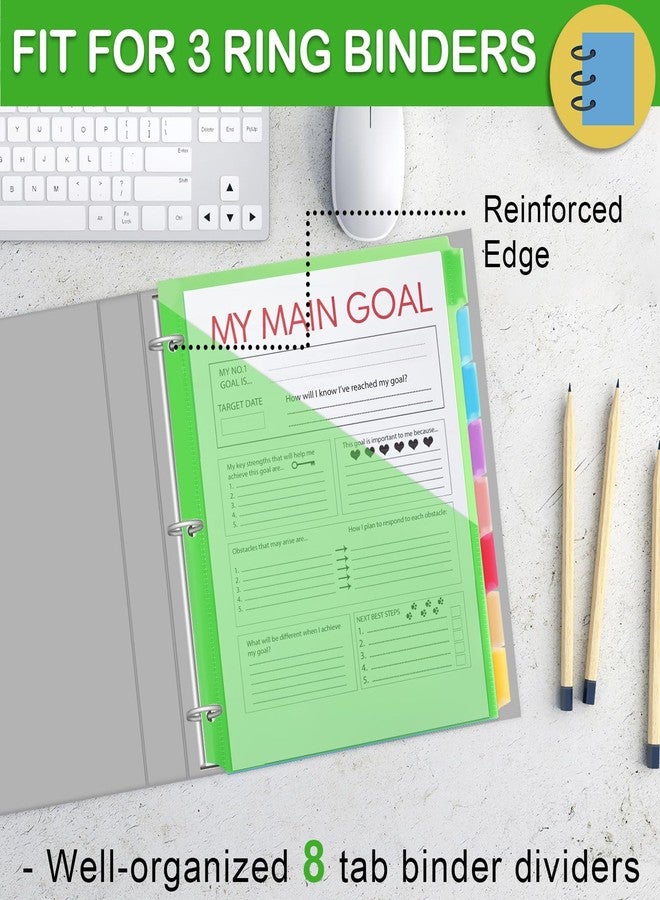 COIDEA 3 Ring Binder Dividers with Pockets, 8 Tab Plastic Dividers for 3 Ring Binders, Heavy Duty Binder Dividers with Blank Write Tabs for School Office Document Indexing and Protection, Multicolor - Image 4