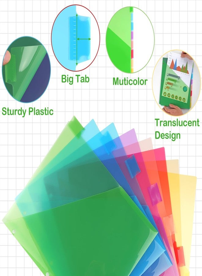COIDEA 3 Ring Binder Dividers with Pockets, 8 Tab Plastic Dividers for 3 Ring Binders, Heavy Duty Binder Dividers with Blank Write Tabs for School Office Document Indexing and Protection, Multicolor - Image 3