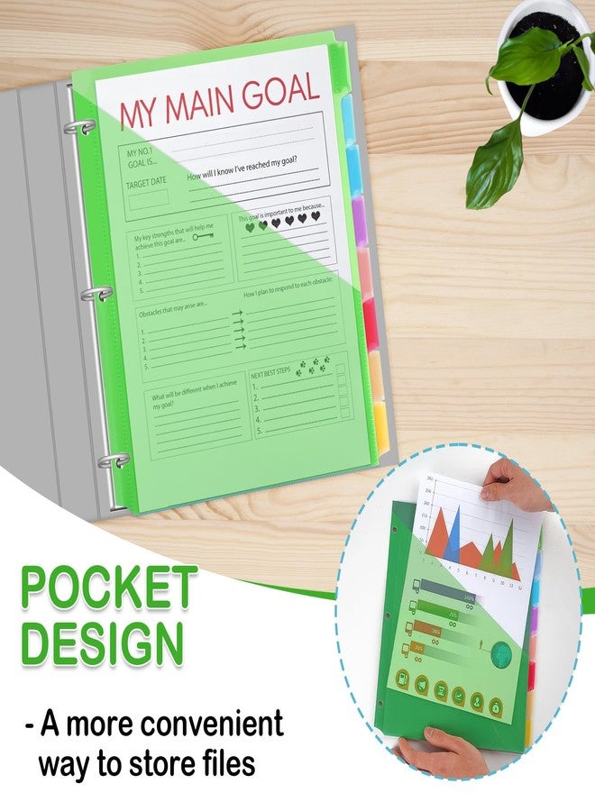 COIDEA 3 Ring Binder Dividers with Pockets, 8 Tab Plastic Dividers for 3 Ring Binders, Heavy Duty Binder Dividers with Blank Write Tabs for School Office Document Indexing and Protection, Multicolor - Image 5