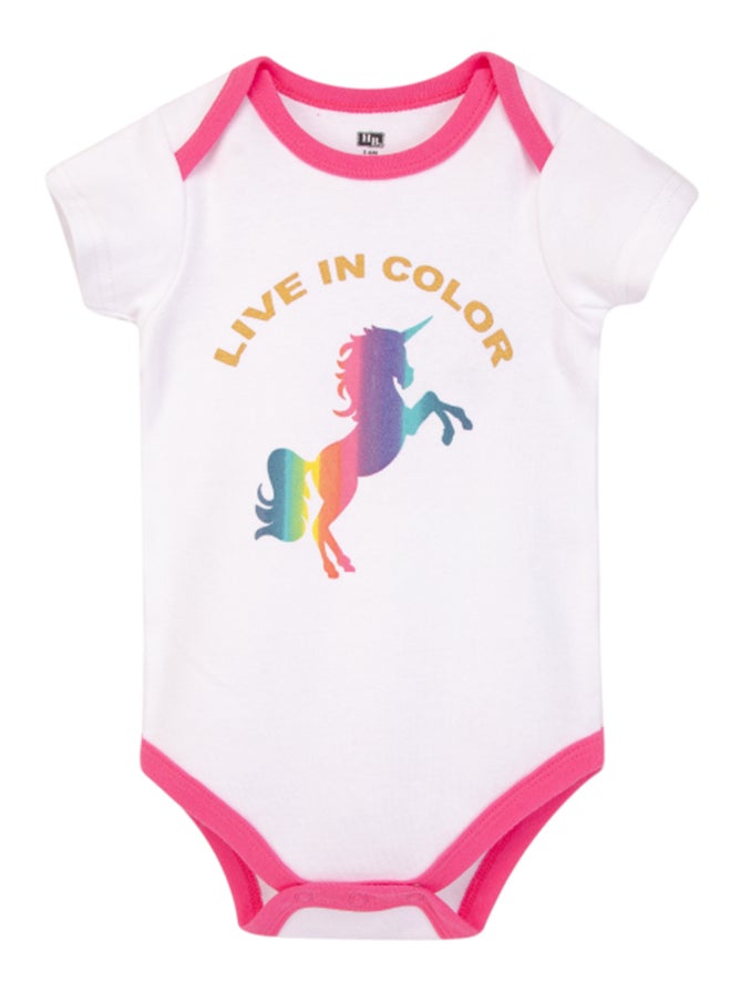 hudson baby Baby Bodysuit 3 Pieces Set Short Sleeve Unicorn, 0 - 3 Months  - Image 4