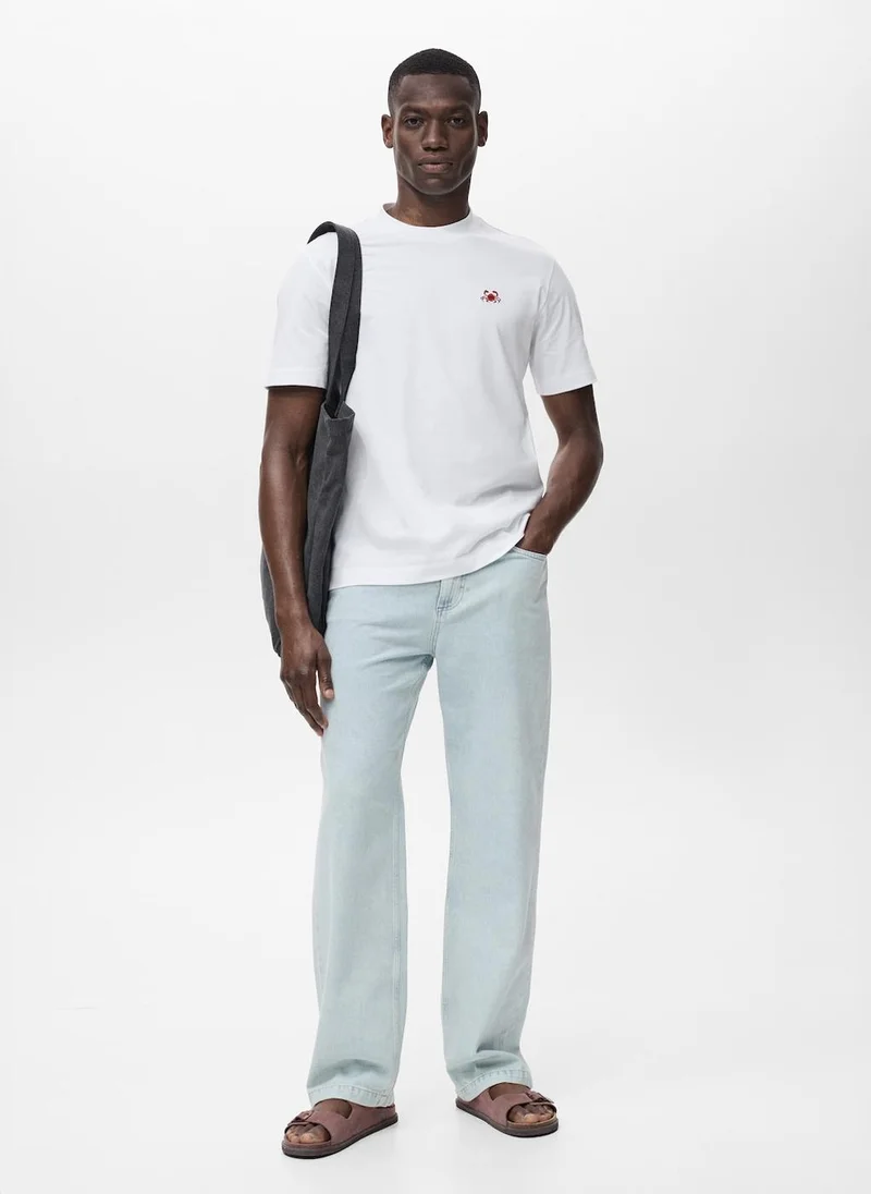 Mango Man round Neck Short Sleeve T-Shirt