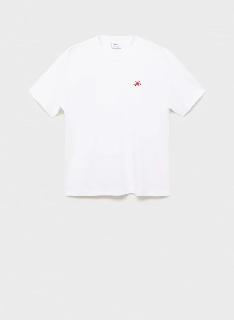 Mango Man round Neck Short Sleeve T-Shirt