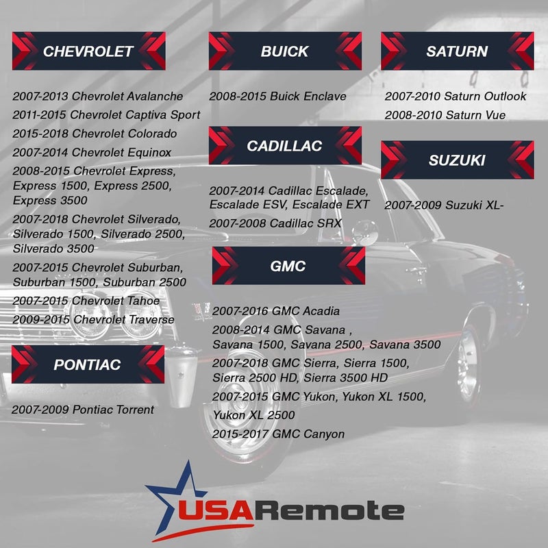 USARemote Car Key Fob Keyless Entry Remote for Chevy Silverado Colorado/GMC Sierra Canyon 2014-2017, Set of 2 - Image 4