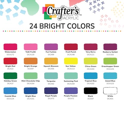 DecoArt Crafter’s Acrylic Paint Set – Bright Colors, 24 Bottles (2 fl oz) – Easy Craft Paints, Classrooms, Art Projects & DIY Crafts - Image 2