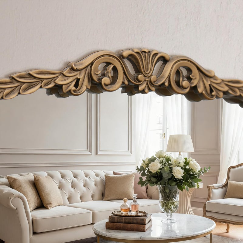 Besdomus Gold Vintage Vanity Mirror: 24"x 32" French Baroque Arched Mirror - Traditional Ornate Antique Mirrors for Wall/Dresser/Mantel/Bedroom/Entryway/Bathroom/Hallway - Home Decor for Living Room - Image 5