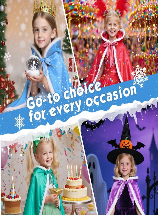 زاندو فستان أميرة للأطفال من زاندو، رداء أزرق بغطاء رأس من الفرو، مقاوم للبهتان، مزود بحزام رقبة ذاتي الربط، مناسب لحفلات الهالوين، الكريسماس، وأعياد الميلاد، وحفلات ملكة المحيطات، مقاس 4-5 سنوات - Image 3