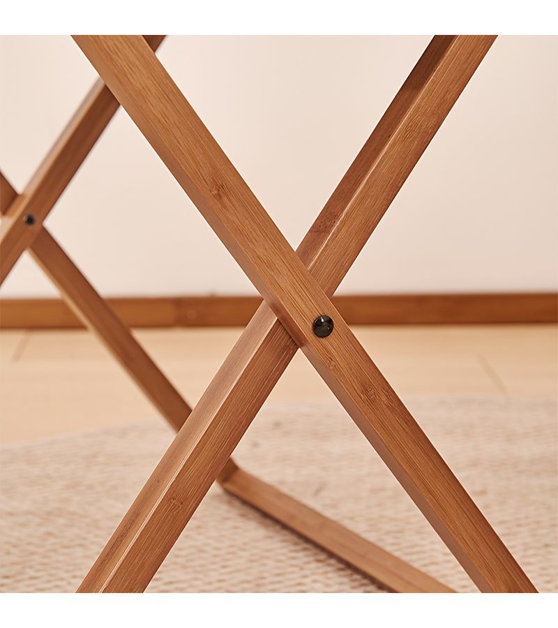 Portable Bamboo Folding Side Table With Sturdy X Shaped Frame And Tray Top For Camping Or Snack Use - Image 5