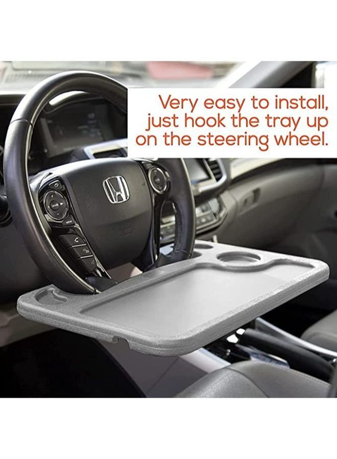 Car Table for Writing Laptop Tablet or Ipad with Pen Slot Food Eating Tray with Cup Holder Car Table Accessories for Drivers Fits Most Vehicle Steering Wheels - Image 4