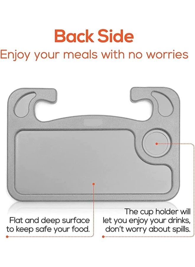 Car Table for Writing Laptop Tablet or Ipad with Pen Slot Food Eating Tray with Cup Holder Car Table Accessories for Drivers Fits Most Vehicle Steering Wheels - Image 3