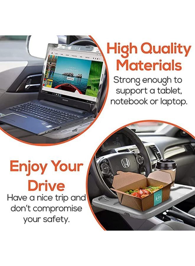 Car Table for Writing Laptop Tablet or Ipad with Pen Slot Food Eating Tray with Cup Holder Car Table Accessories for Drivers Fits Most Vehicle Steering Wheels - Image 5