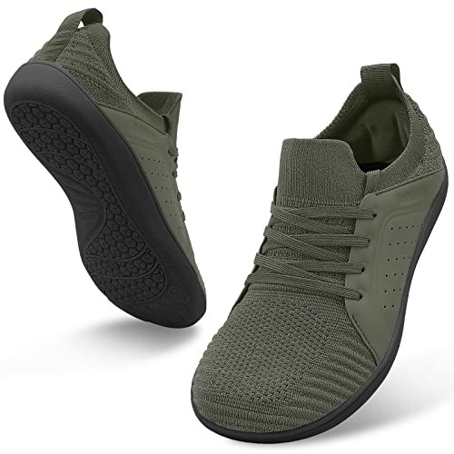 relxfeet Men's Minimalist Barefoot Shoes Wide Toe Zero Drop Sole Lightweight Slip-on Walking Shoes Trail Running Army Green 9.5 - Image 1