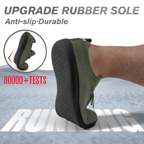 relxfeet Men's Minimalist Barefoot Shoes Wide Toe Zero Drop Sole Lightweight Slip-on Walking Shoes Trail Running Army Green 9.5 - Image 4