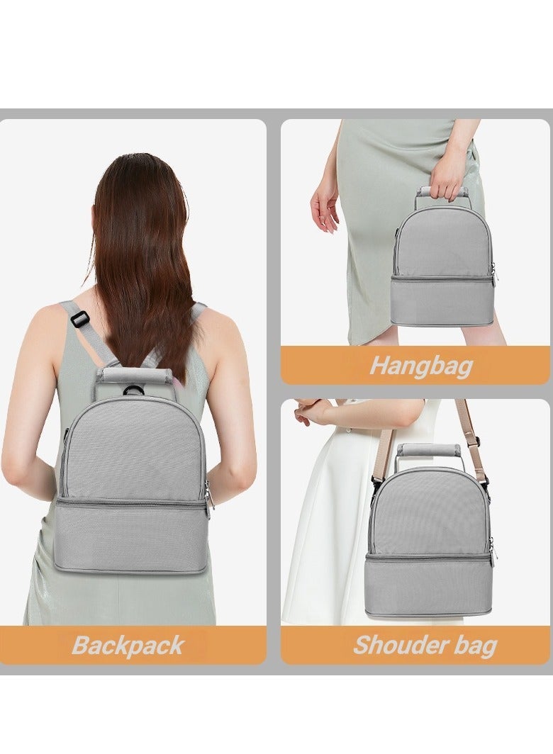 RAKAY Breastmilk Cooler Bag Portable Double Layer Cooler and Moistureproof Baby Bottle Insulated Lunch Bag for Travel Nursing Mom Daycare Work Picnic Gray - Image 4