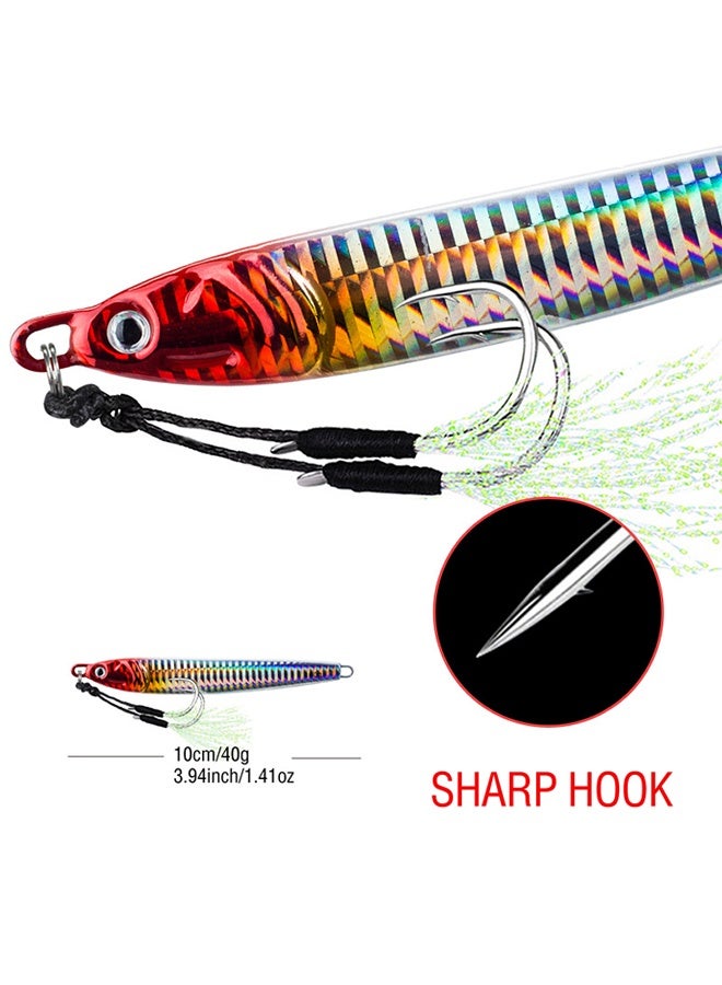 Polish'D 3 Pcs Vertical Fishing Jigs Saltwater, Luminous Slow Jigging Pitching Lures, Artificial Lures Fast Jigging Lures, Fast Speed Jig with Luminous, Lead Vertical Jigs 40G - Image 3