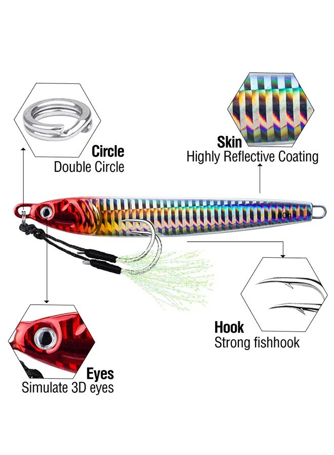 Polish'D 3 Pcs Vertical Fishing Jigs Saltwater, Luminous Slow Jigging Pitching Lures, Artificial Lures Fast Jigging Lures, Fast Speed Jig with Luminous, Lead Vertical Jigs 40G - Image 2