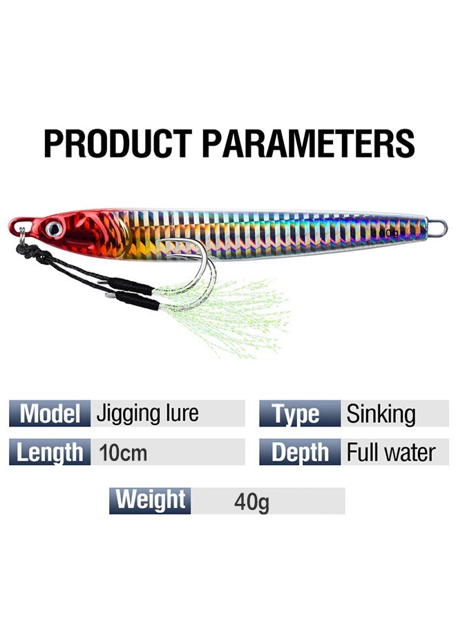 Polish'D 3 Pcs Vertical Fishing Jigs Saltwater, Luminous Slow Jigging Pitching Lures, Artificial Lures Fast Jigging Lures, Fast Speed Jig with Luminous, Lead Vertical Jigs 40G - Image 4