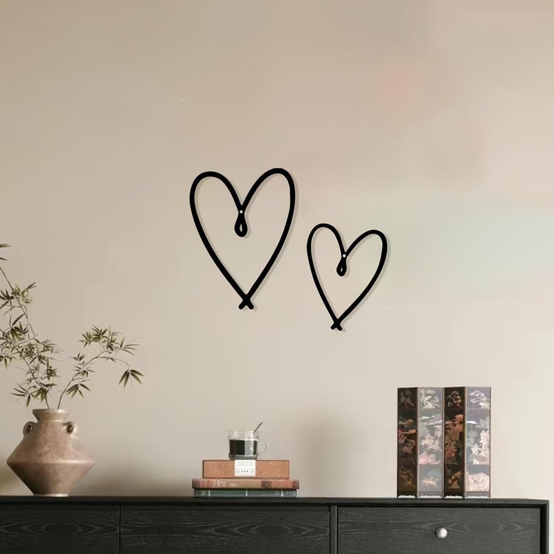 Nan 2 Pcs Metal Heart Wall Decor - Modern Bedroom Art for Valentine's Day or Christmas - Image 4