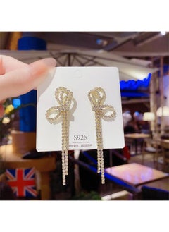 NIBEMINENT S925 Silver Needle Elegant Tassel Earrings Advanced Simple Face Skinny Joker Korean New Fashion 