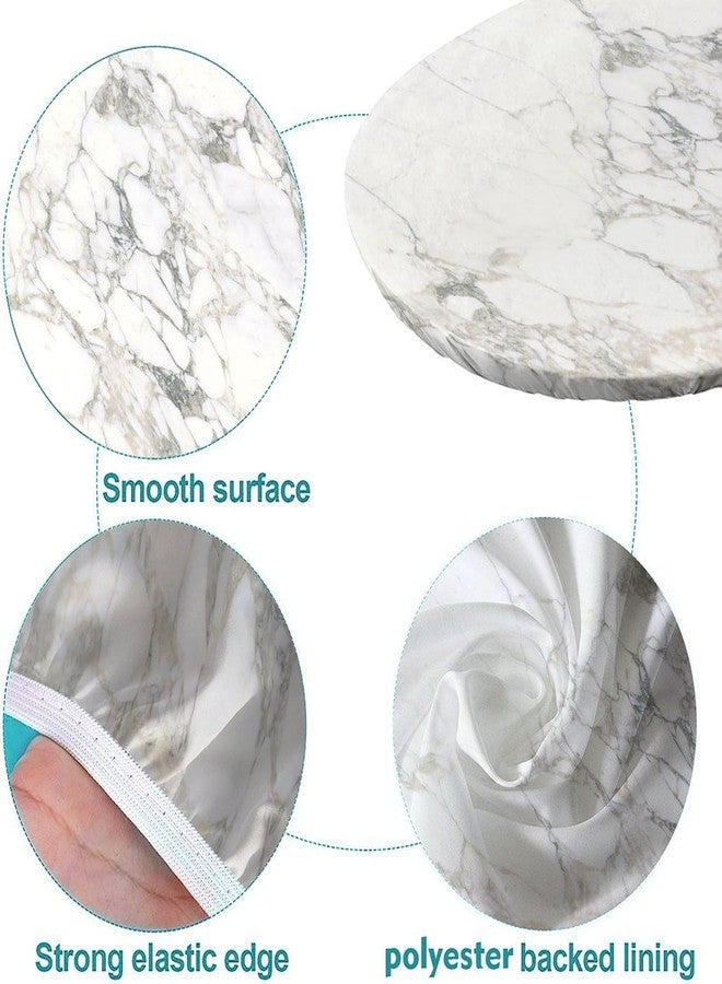 fovditca Fitted Oval Tablecloth with Elastic Edge, White Marble Lines Washable Wipeable Table Cover, for Indoor Holiday Family Banquet and Outdoor Patio Use, 68 inch x 48 inch - Image 5