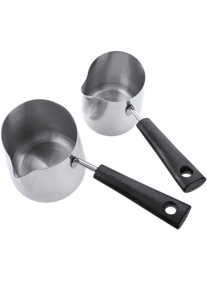 Dicunoy Dicunoy Set of 2 Milk Butter Warmer Pot, 12oz/22oz Turkish Coffee Pot, Stovetop Chocolate Melting Pan, Cezve Ibrik Briki Greek Arabic Coffee Maker for Maple Syrup, Sauce Heating, 18/8 Stainless Steel  - Image 4