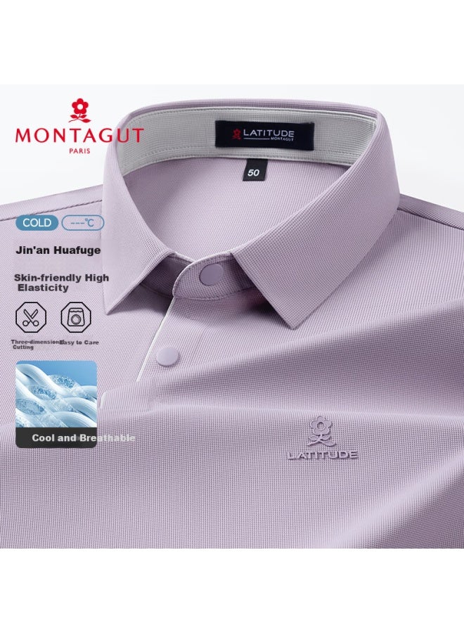 مونتاجوت Montagut قميص بولو للرجال بأكمام قصيرة قابل للتنفس سحابة مريح شبابي أعمال عادي تنقلات تي شيرت ليليك بنفسجي M/48 - Image 1