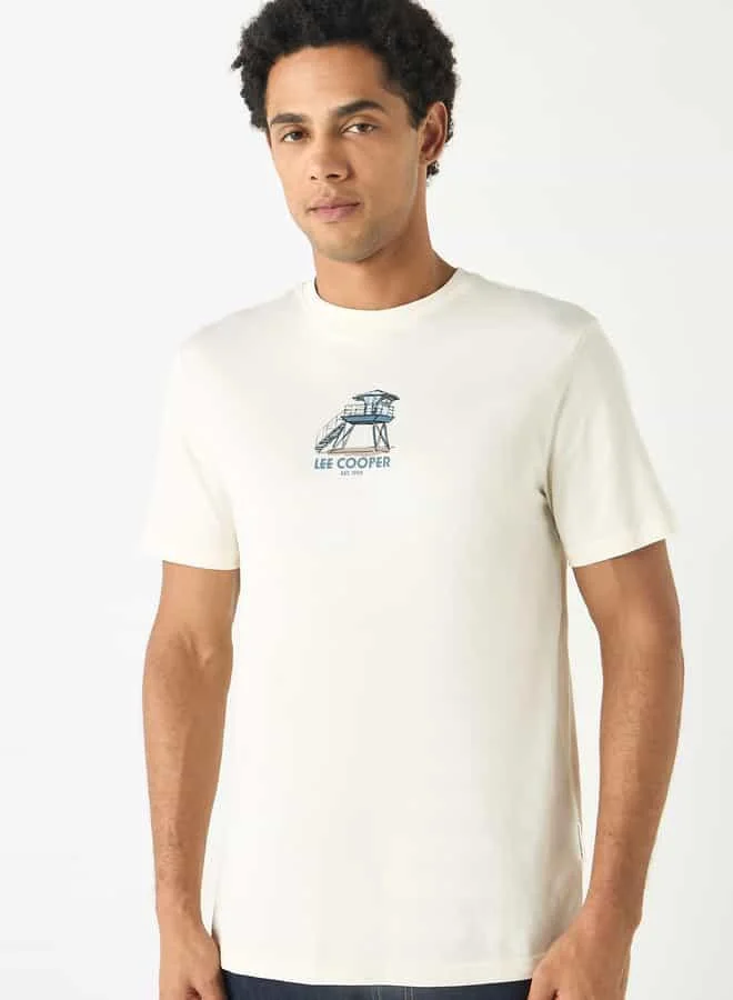 Lee Cooper Lee Cooper Printed Crew Neck T-shirt with Short Sleeves