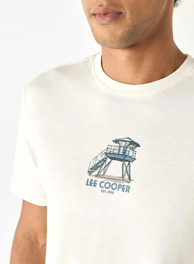 Lee Cooper Lee Cooper Printed Crew Neck T-shirt with Short Sleeves