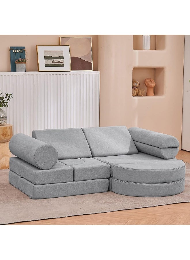 Generic 15-Piece Luxurious Kids Couch Playful Comfort for Both Little Ones and Adults (Twilight Grey) 