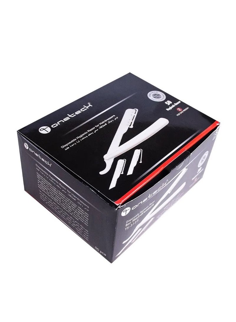 Onetech Disposable Hygienic Folding Straight Razors For Salon & Personal Use Pack of 50 White - Image 3