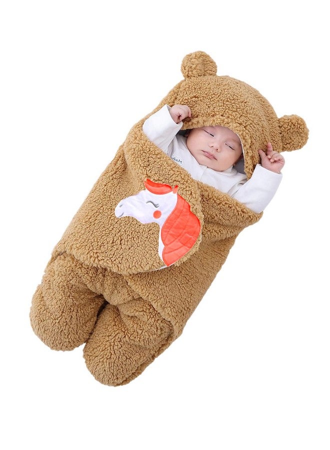 براندون بطانيات أطفال حديثي الولادة، عبوة من غطاء رأس فائق النعومة قابل للارتداء على شكل يونيكورن وكيس نوم للأطفال (70 سم × 76 سم، 0-6 أشهر) - Image 1