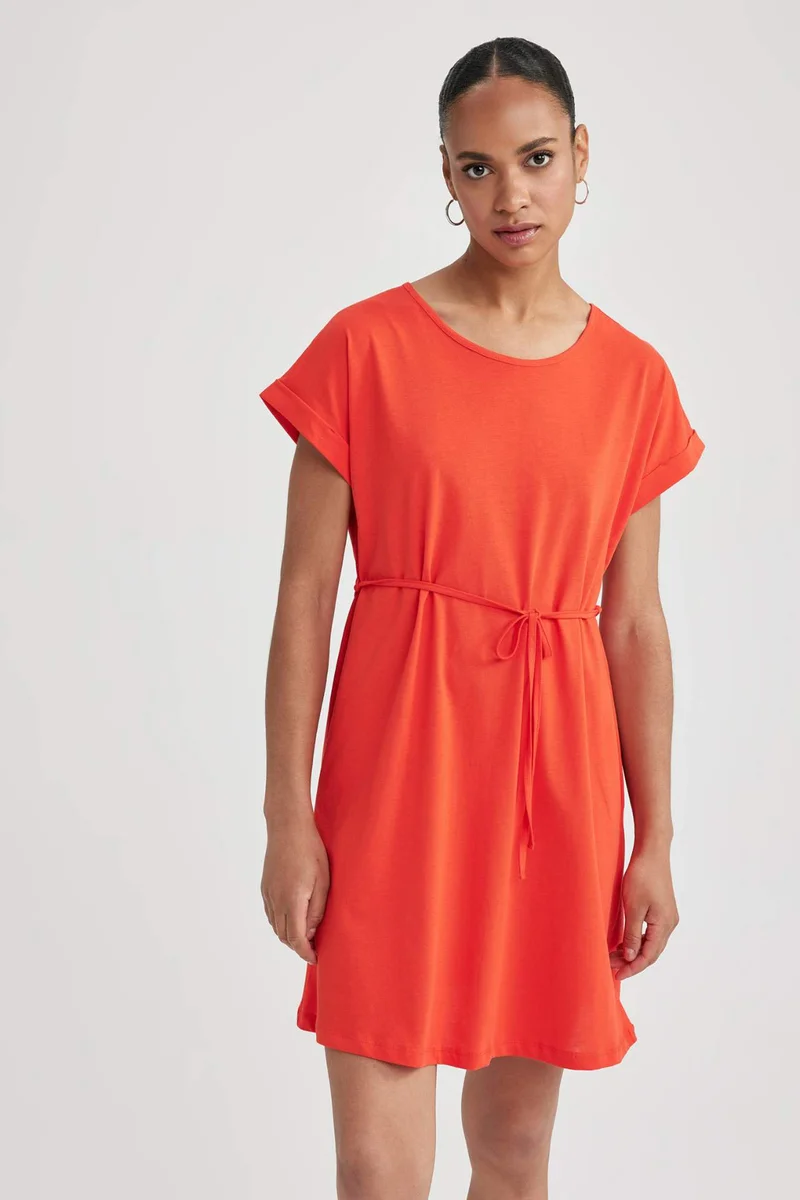 ديفاكتو A-Line Crew Neck Cotton Dress