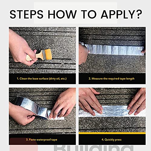 VOOY Waterproof Tape Permanent Leak Proof Patch Tape for Outdoor Roof Flashing || Surface Crack, Pipe Repair Tape (10 Cm x 5 Meter) (SILVER) (PAKE OF-1) - Image 2