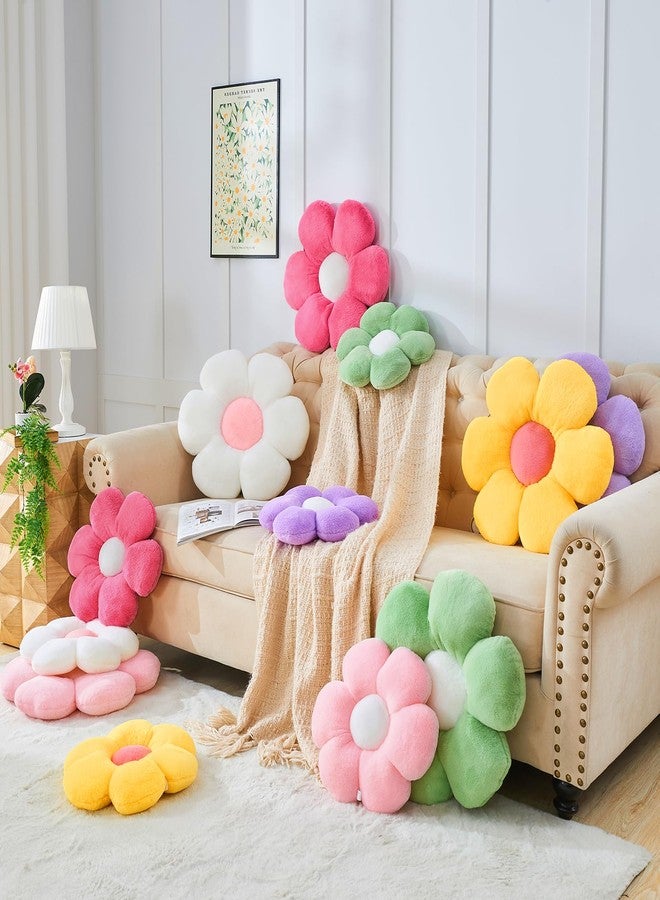 Mepherl Pink Flower Pillow, Soft Flower Shaped Throw Pillows with Faux Rabbit Fur for Home Decorative,Cute Flower Throw Pillow Cushion for Bed Sofa Couch (Small - 15.7 Inch) - Image 3