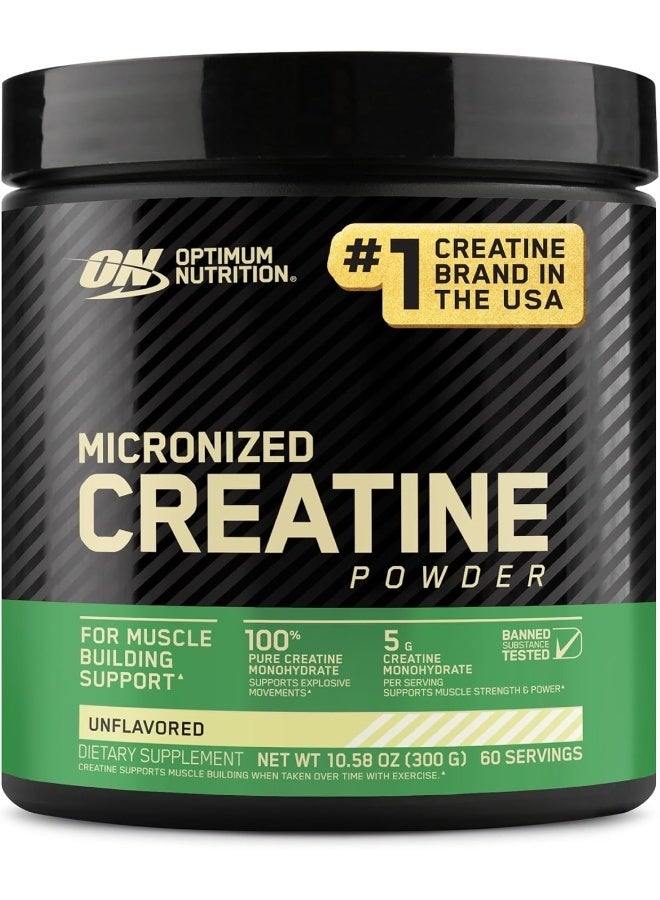 Optimum Nutrition Micronized Creatine Monohydrate Powder for Muscle Building Support - Unflavored, 300 Grams, 60 Servings - Image 1
