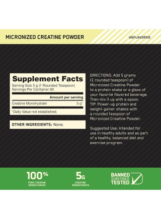 Micronized Creatine Monohydrate Powder for Muscle Building Support - Unflavored, 300 Grams, 60 Servings - view 2