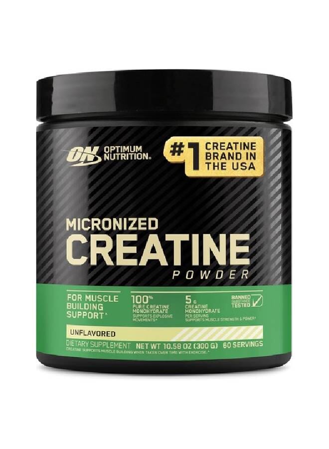 Optimum Nutrition Micronized Creatine Monohydrate Powder for Muscle Building Support - Unflavored, 300 Grams, 60 Servings - Image 1