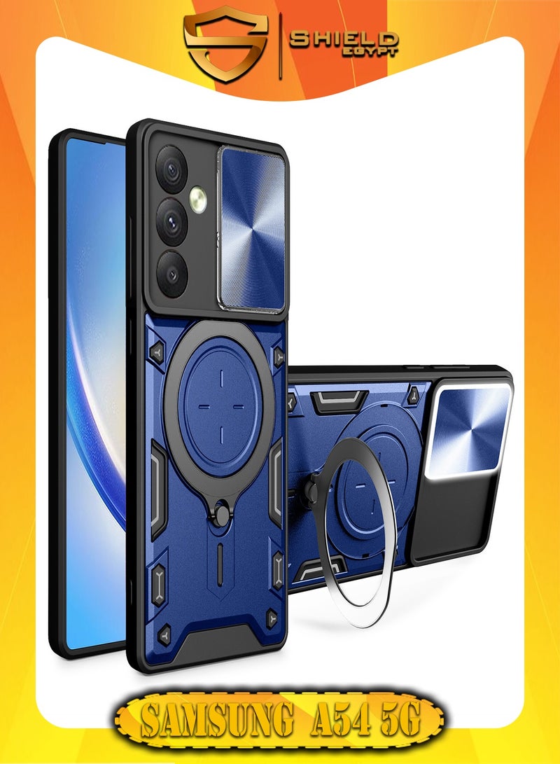 SHIELD EGYPT For Samsung Galaxy A54 Armored Camera Shield Cover Camera Lend Protection, Built-in 360° (Blue)