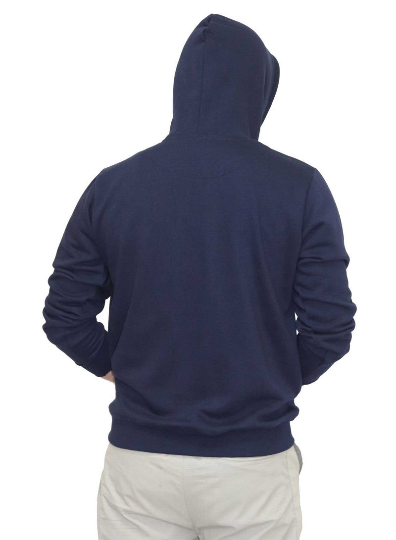 OneHand Hoodie Melton Cotton - Navy Blue - Image 3
