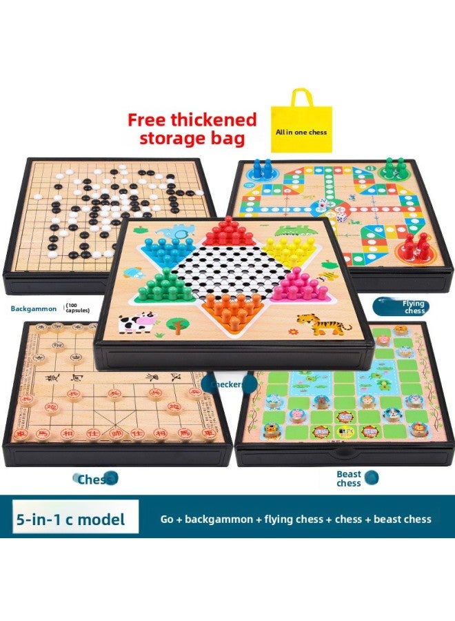 Flying Chess, Checkers, Backgammon, Large Multi-Functional Chessboard Combination, Family Interactive Kidsren's Toy