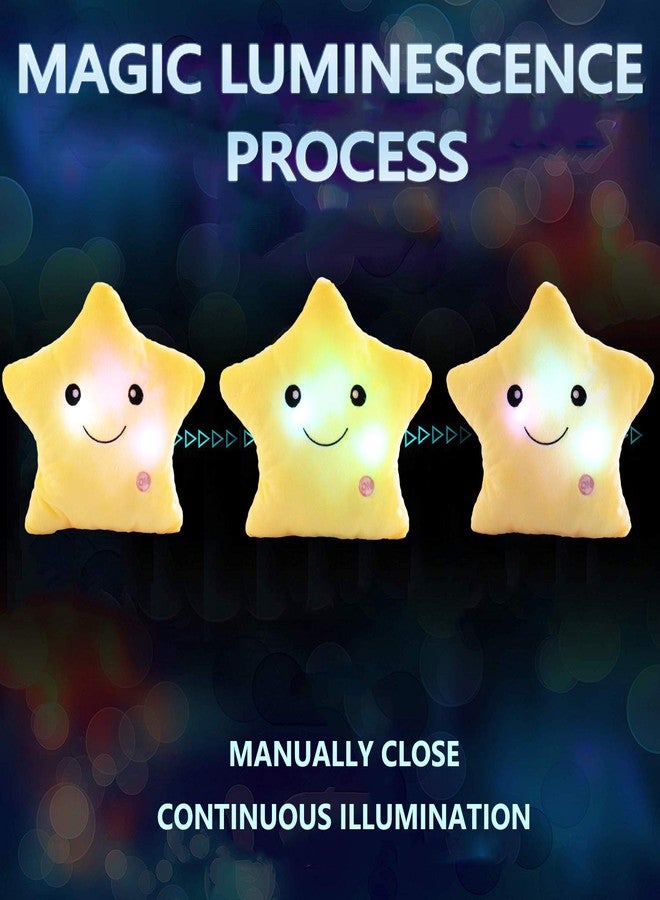 sofipal Creative Twinkle Star Shaped Plush Pillow, LED Night Light Glowing Cushions Plush Stuffed Toys Gifts for Kids, Decoration (Yellow) - Image 3