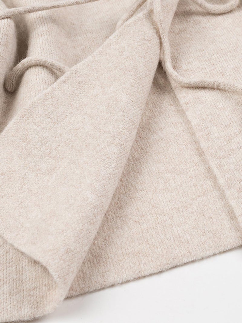 CUFEZN Women's Wrap Sweater Cardigan Tie Belted V-Neck Long Sleeve Overzzed Knit Cardigan 2026 Fashion Oatmeal Small - Image 5