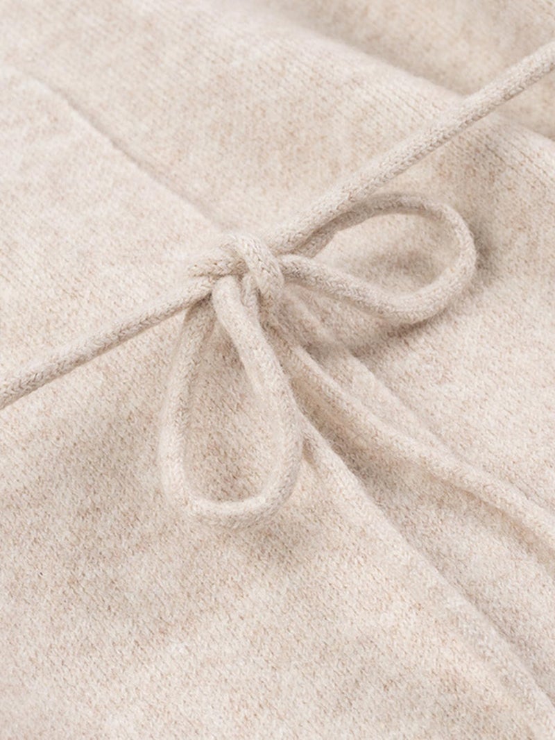 CUFEZN Women's Wrap Sweater Cardigan Tie Belted V-Neck Long Sleeve Overzzed Knit Cardigan 2026 Fashion Oatmeal Small - Image 4