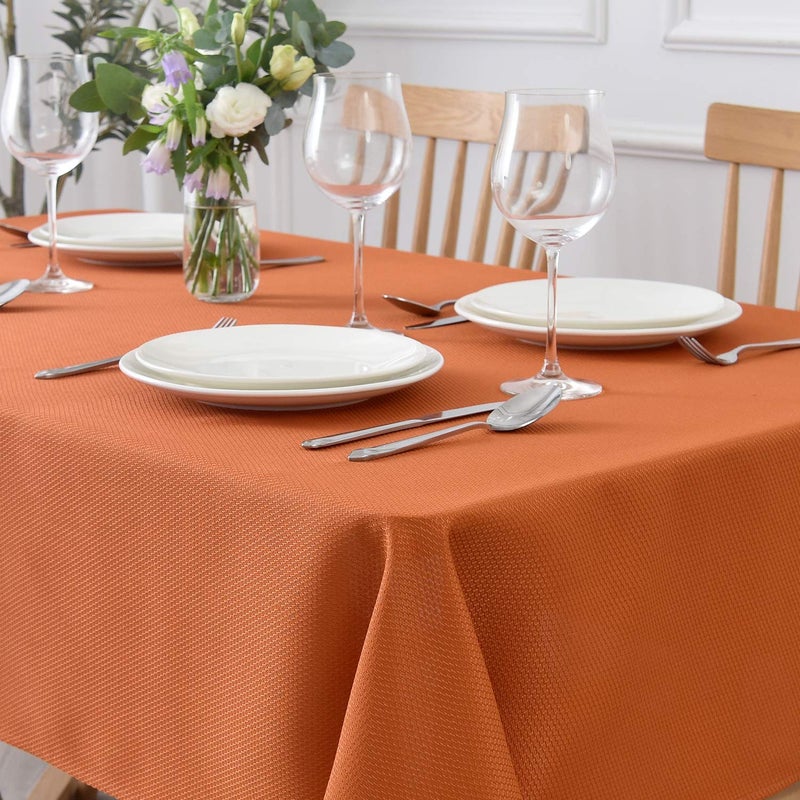 maxmill Jacquard Square Tablecloth Stain Resistant Waterproof Wrinkle Resistant Washable Soft Table Cloth Thanksgiving Decorative for Dining Room Indoor and Outdoor Use 52 x 52 Inch Rust