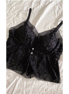 ovitio Sheer Black Blouse with Delicate Lace Details  - Image 1