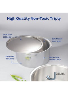 TRAMONTINA Tramontina Aeion Triply 16cm/1.6L Tope with SS 304 Lid | Healthy, Non Toxic | Extended Grip | Bhagona | Tapeli | Patila | for Boiling Milk/Water | NSF Certified | 10 Year Warranty*  - Image 2
