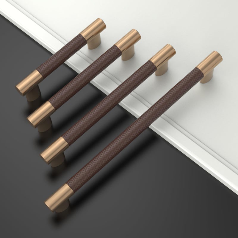 Coinkoly 10 Pack Brown and Champagne Bronze 5 Inch(128mm) Hole Center Knurled Kitchen Cabinet Handles Cabinet Pulls Kitchen Drawer Pulls Finish 6" Hardware Handles Bathroom Cabinets Handles - Image 2
